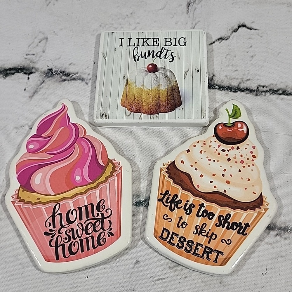 Cupcake Fridge Magnets Funny Lot Of 3 Like Big Bundts Life Is Short Home Sweet